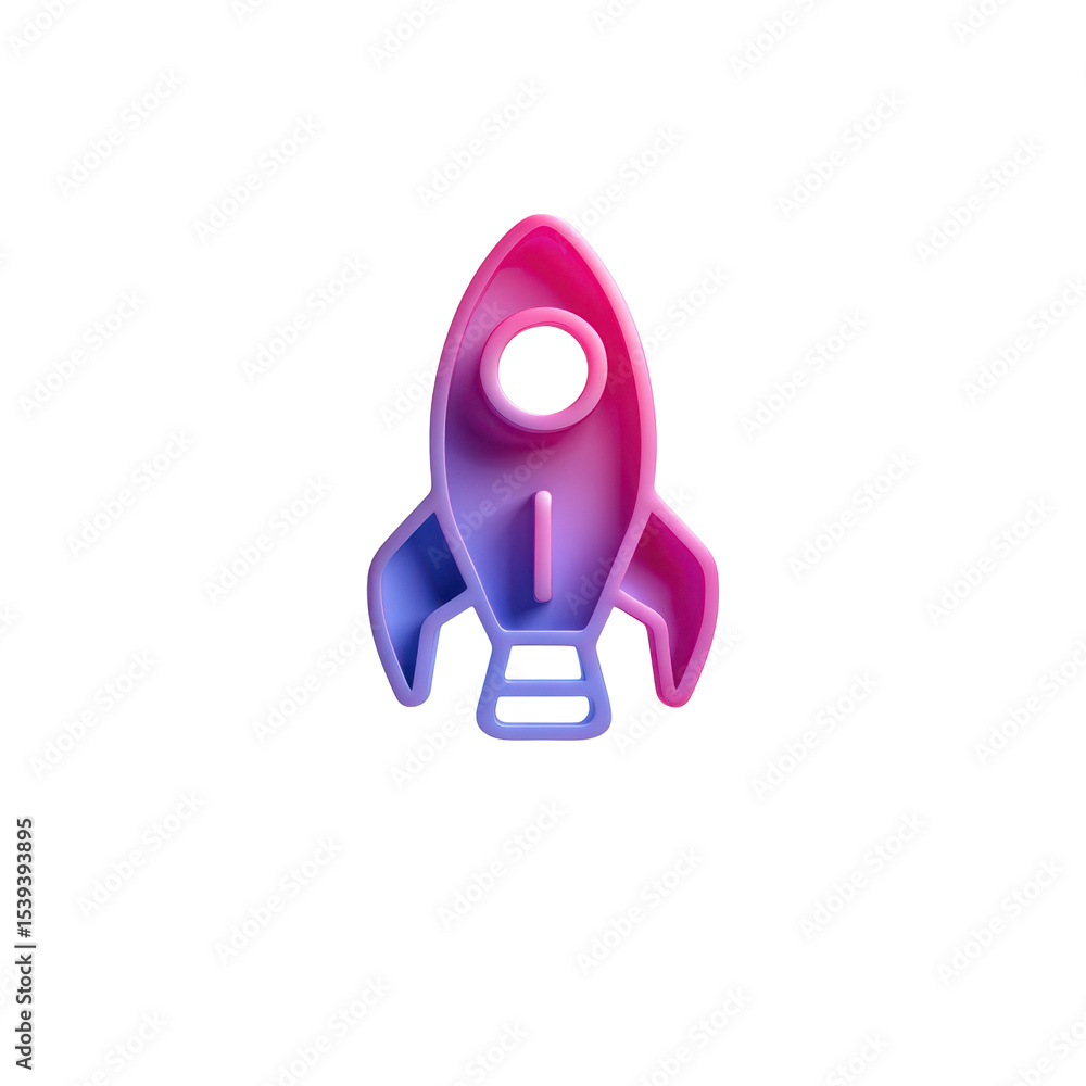Poster a colorful gradient rocket icon in 3d style soaring on a transparent background png for the ultimate