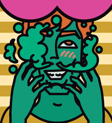 strange man smelling a flatulence