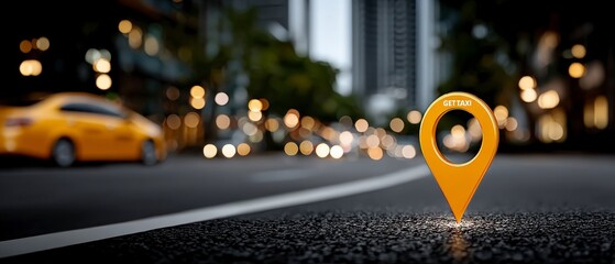 On Demand Taxi App  City Street Location Pin  Ride Sharing Service