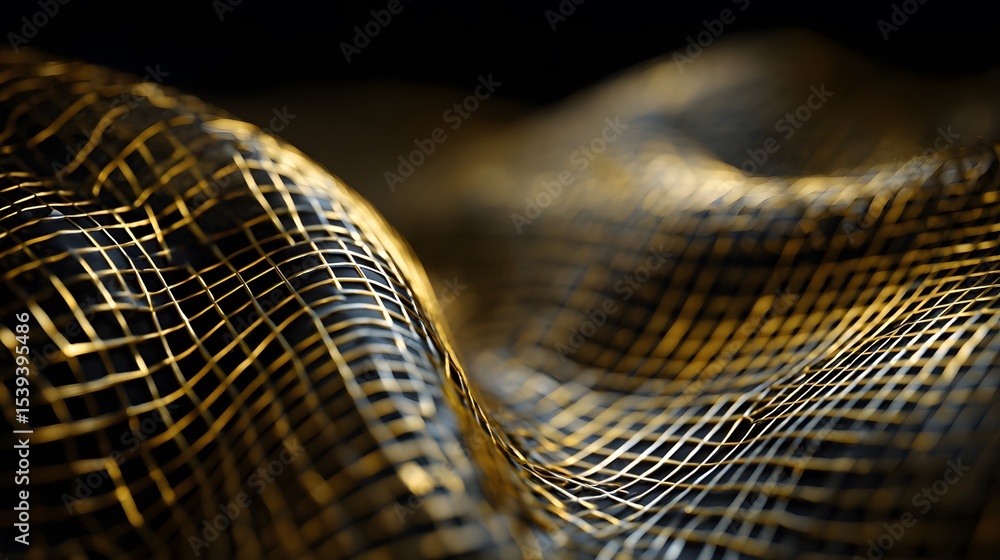 Aufkleber abstract close-up of a gently undulating surface with an intricate gold mesh pattern, creating an el