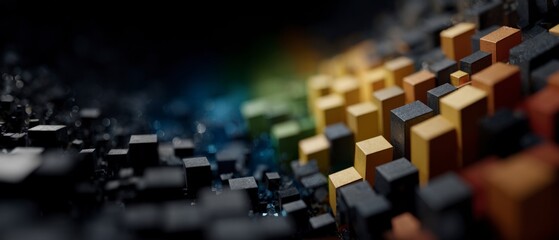 Fototapeta premium Abstract 3D Cubes Colorful Textured Cinematic Digital Art Background