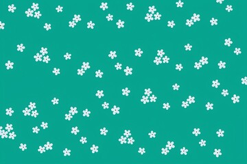 White Flowers Pattern: A delicate pattern of white flowers on a serene teal background. Perfect for textiles, wallpaper, and design projects.