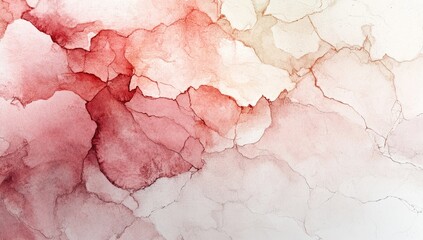 Abstract painting with flowing, muted reds and beige, creating a marbled, textured effect.  Soft, flowing colors.  Delicate lines and streaks in the paint