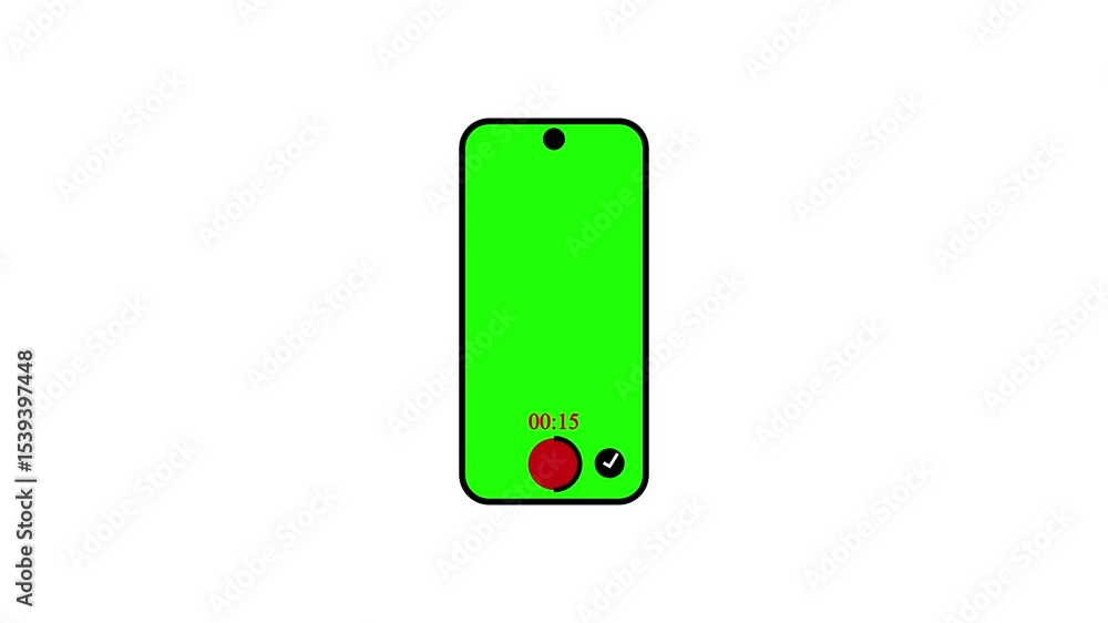 Poster animation of phone icon. animation recording camera interface appearing in video mode with icons on 