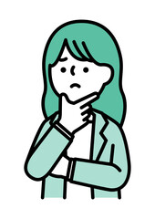 困っている表情とポーズの女性のベクターイラスト