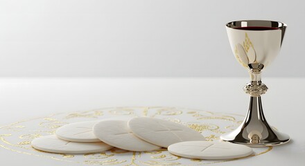 Corpus Christi Celebration – Sacred Illustration Featuring the Holy Eucharist, Chalices, and Communion Hosts Symbolizing the Body of Christ and Christian Devotion