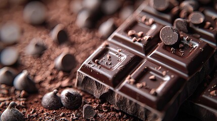 Dark chocolate bar with chocolate chips.