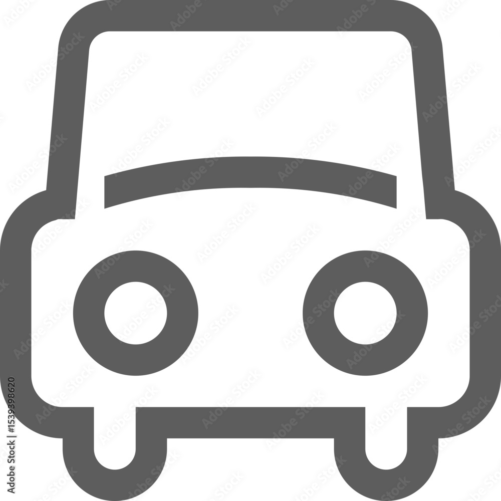 Poster simple car front view icon with rounded edges and gray color on a white background illustration