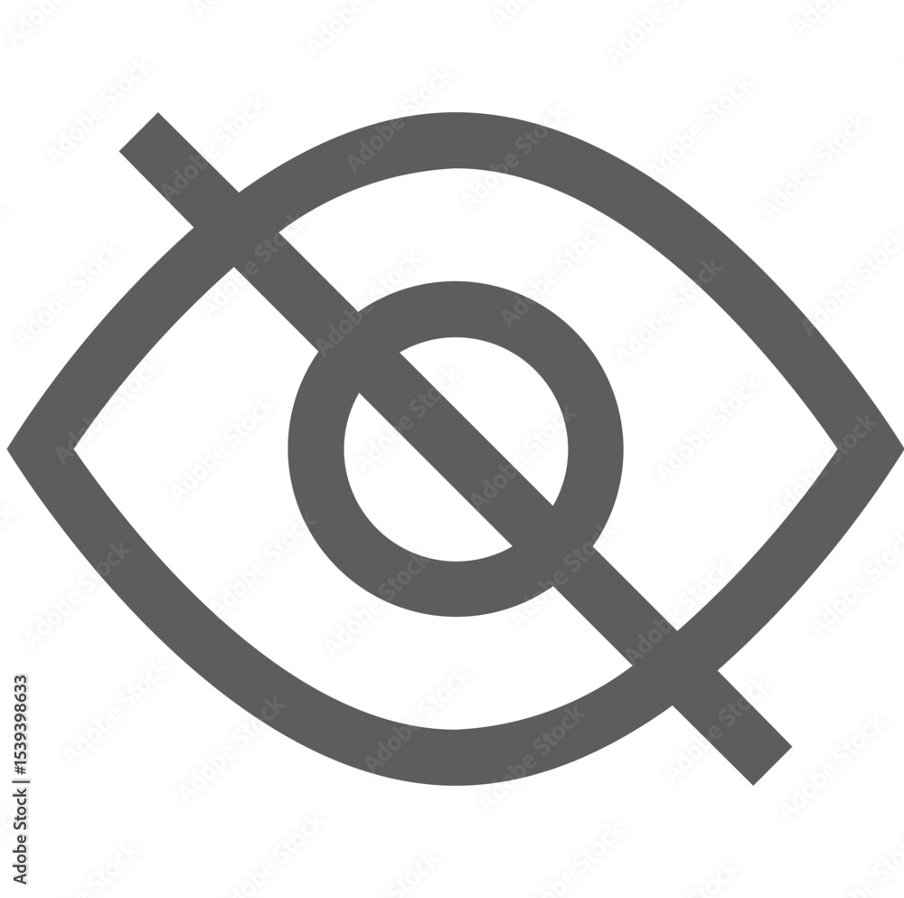 Poster eye icon with a diagonal line through it representing hidden or disabled visibility and privacy cont
