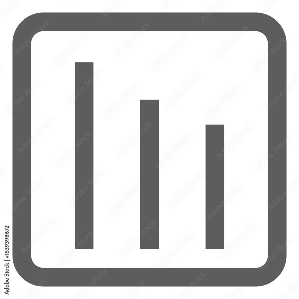 Poster illustration of a gray bar graph with descending bars enclosed in a rounded square frame design elem