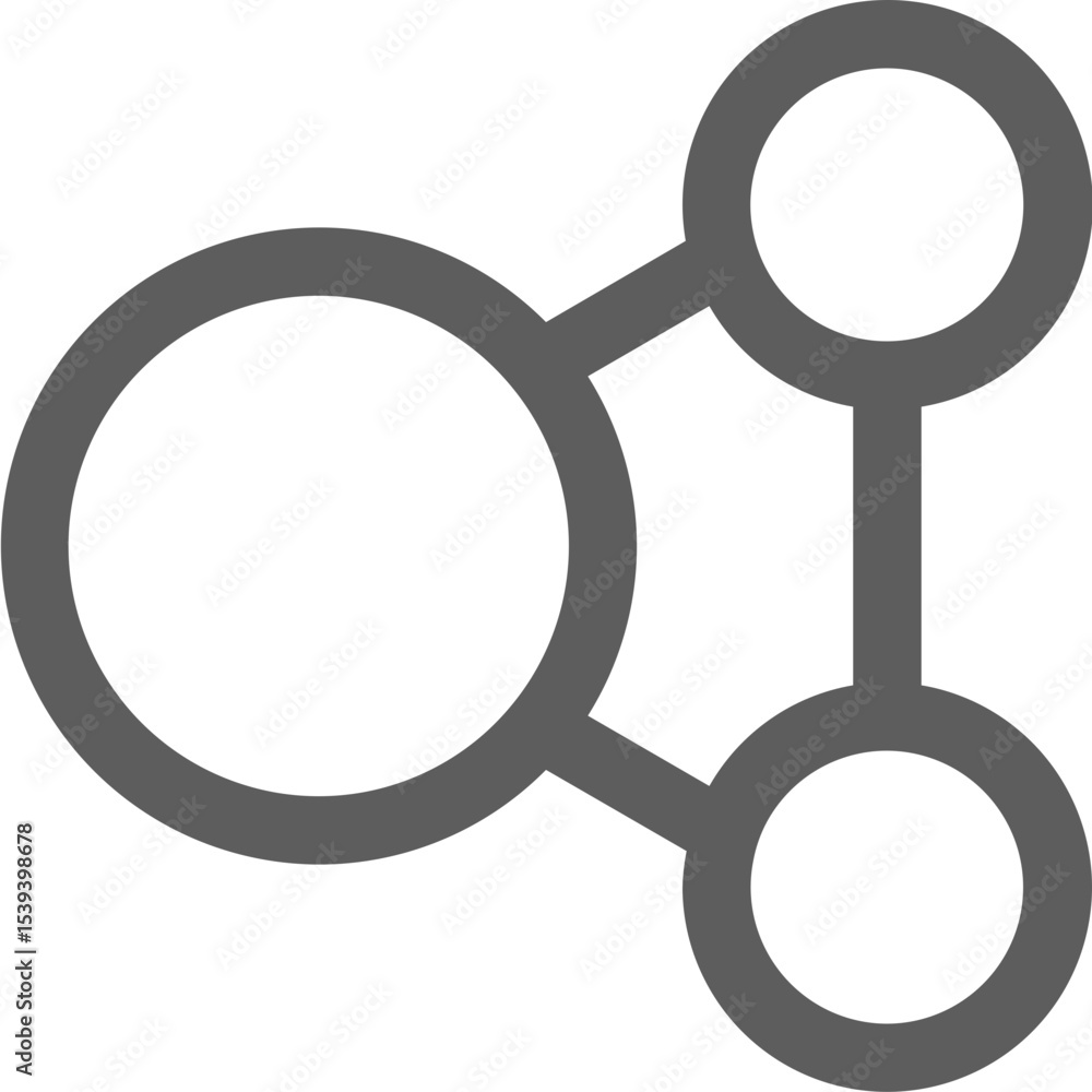 Aufkleber gray network diagram featuring a large circle connected to two smaller circles with lines forming li