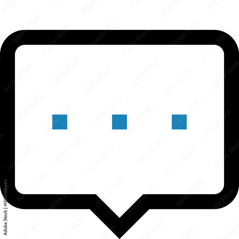 Aufkleber illustration of a speech bubble with rounded corners and three blue squares inside indicating loadin