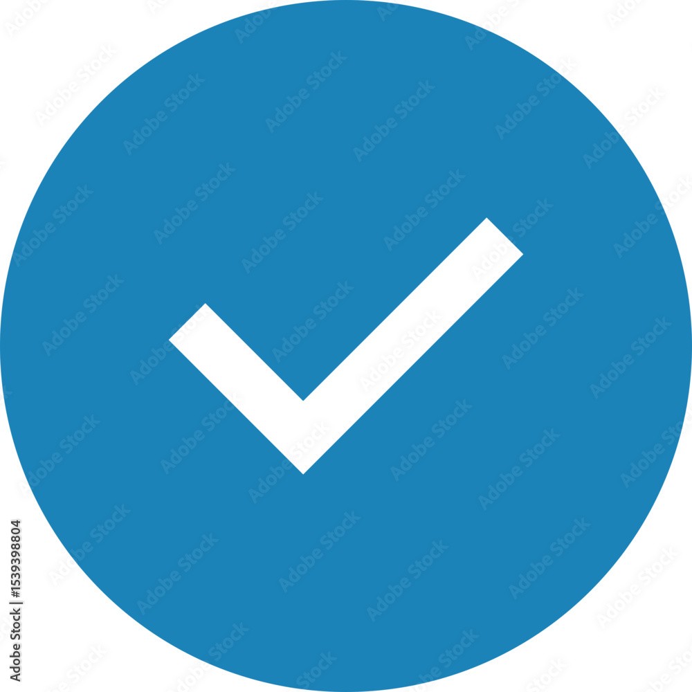 Aufkleber a blue circle containing a white check mark that is pointing to the lower left corner of the image a