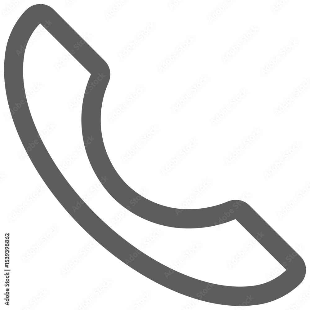 Poster illustration of a gray phone receiver with a curved design on a white background for communication u