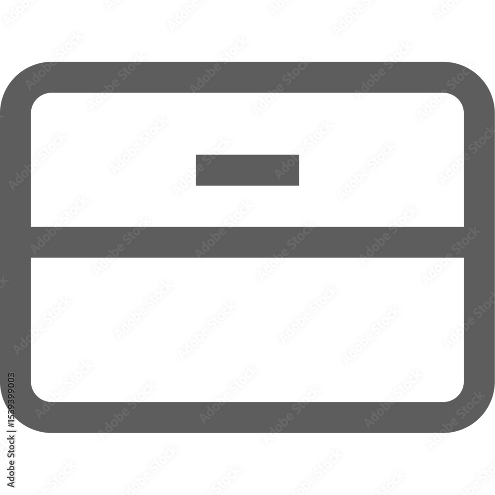 Poster illustration of a rectangular shape with rounded corners and a drawer symbol in gray color tone desi