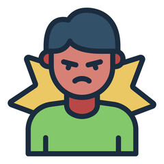 angry emotion filled line icon man avatar mad
