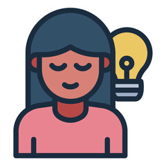 thinking idea filled line icon woman avatar creative