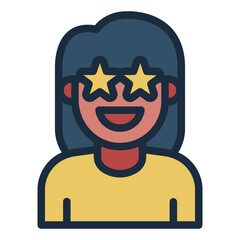 excited emotion filled line icon woman avatar joy