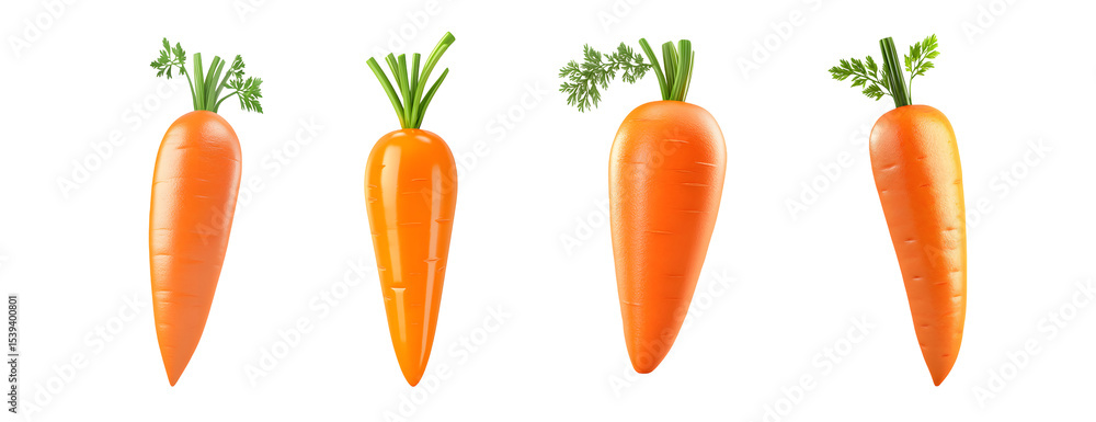Poster set of whole carrots arranged in a horizontal row. isolated on transparent background