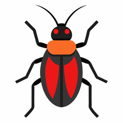 Flat design red and black beetle illustration
