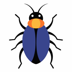 Cute cartoon blue beetle illustration