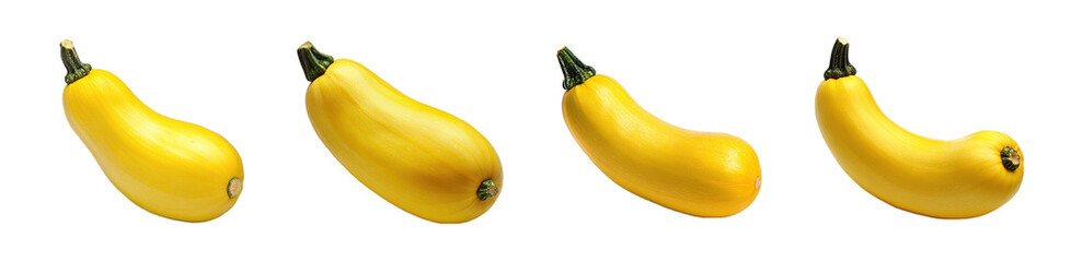 set of yellow squash arranged isolated on transparent background