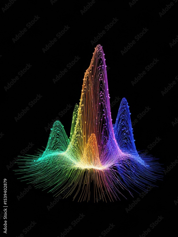 Poster Visual Representation of the Stress-To-Calm Spectrum Using Vibrant, Curved Nerve-Like Lines on a Dark Background