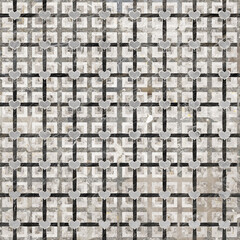 Geometric pattern texture with grunge stone hearts. Stylish floor wall tile heart