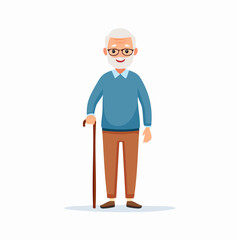 Fototapeta premium An older adult standing confidently with a walking stick, representing dignity, age inclusion, and support.
