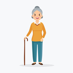 Fototapeta premium An older adult standing confidently with a walking stick, representing dignity, age inclusion, and support.