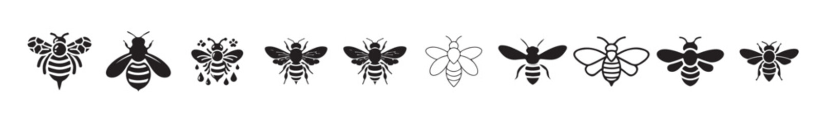 Silhouette honey bee. Isolated on background vector drawing for honey products, package, design. vector illustration eps 10.