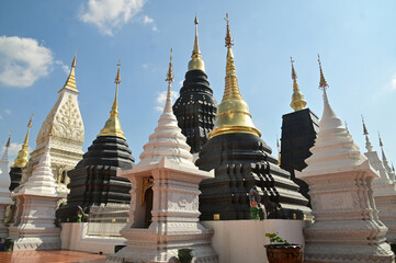 The Great Stupa of the Twelve Zodiac Signs reflects the beliefs of the twelve zodiac signs in the Lanna style in the most beautiful and realistic way at Wat Den Sali Si Mueang Kaen. at Thailand.