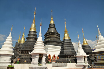 The Great Stupa of the Twelve Zodiac Signs reflects the beliefs of the twelve zodiac signs in the Lanna style in the most beautiful and realistic way at Wat Den Sali Si Mueang Kaen. at Thailand.
