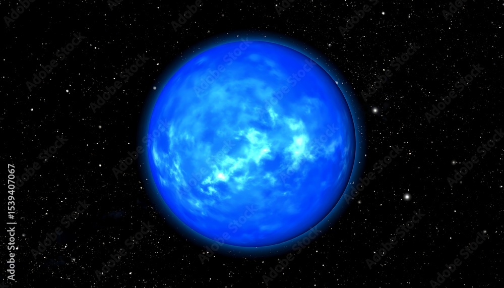 Wall mural blue planet with space background.