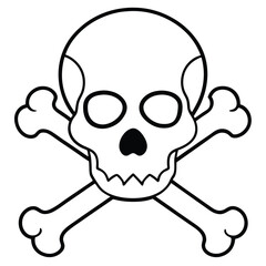 Crossing bones skull vector logo