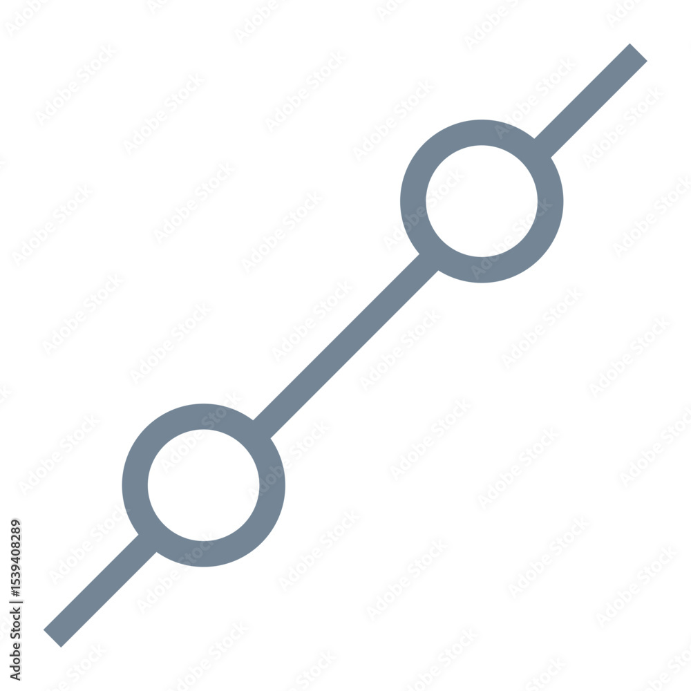 Aufkleber a simple gray line diagonally crossing the frame with two circles attached to it on opposite sides