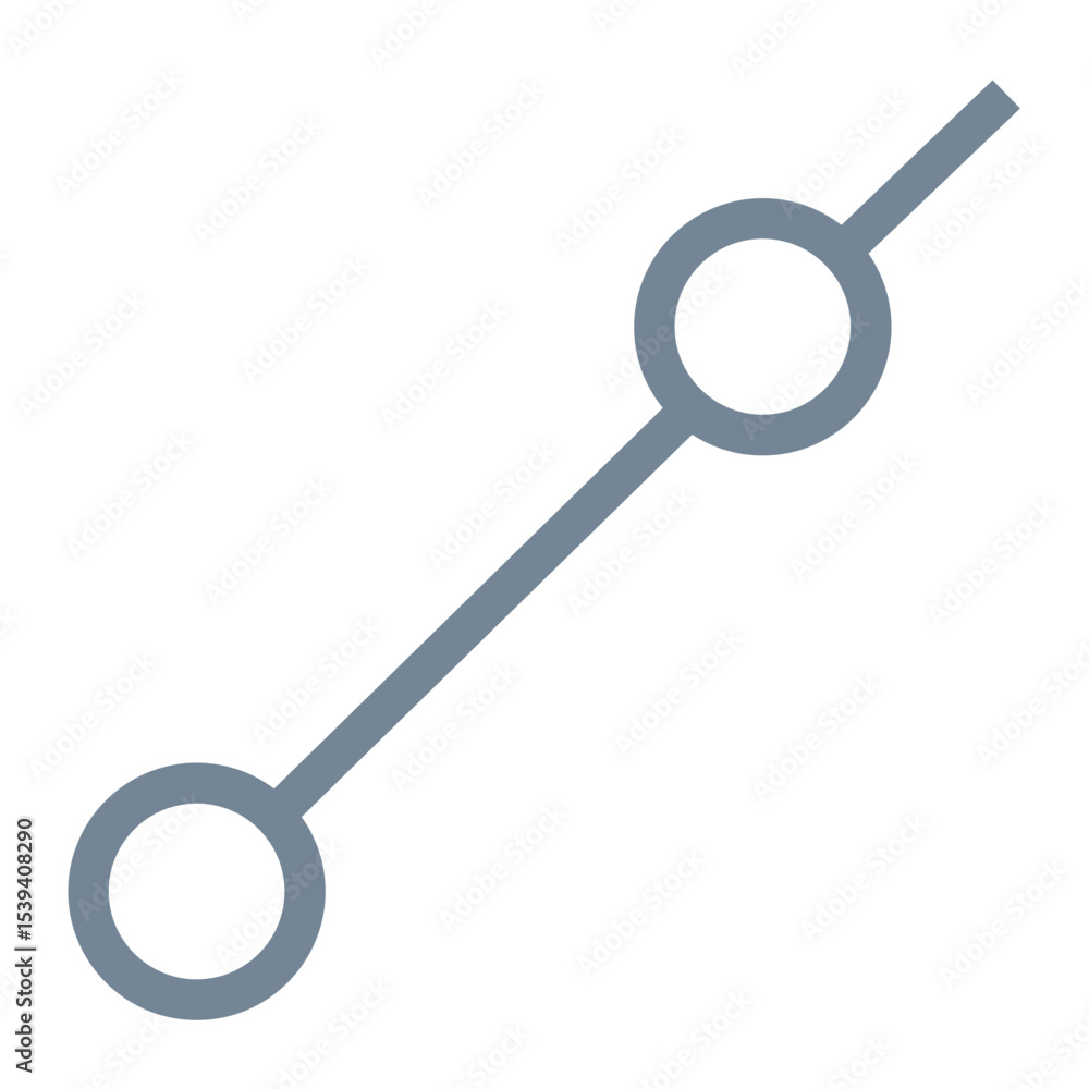 Aufkleber gray line segment connecting two circles diagonally across a white background in a simple illustrati