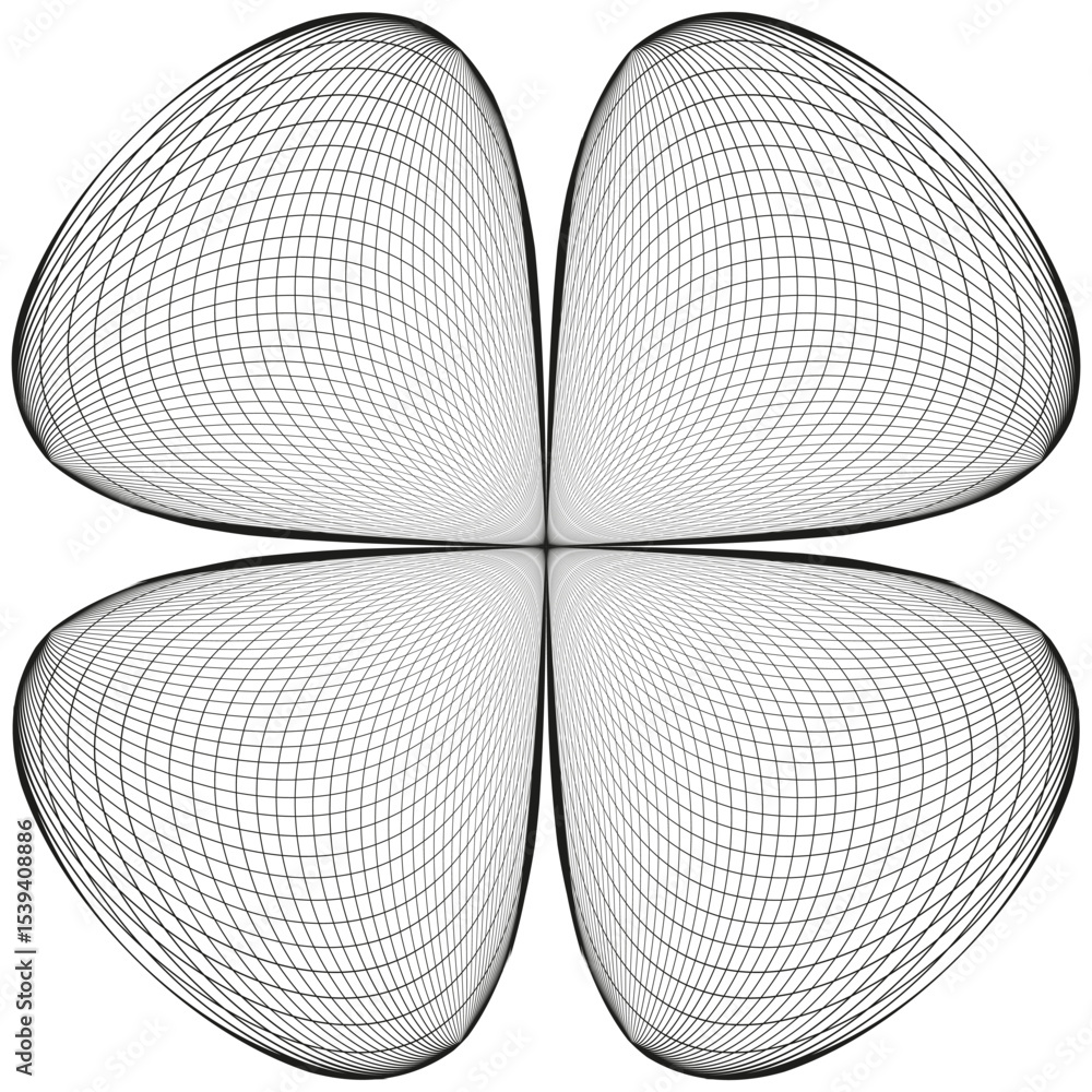 Aufkleber mesh flower structure. radiating petal illusion. circular abstract form. vector bloom shape.