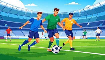 Fototapeta premium Soccer players stadium action.