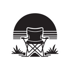 Folding chair for camping element icon black vector illustration. Folding chair icon