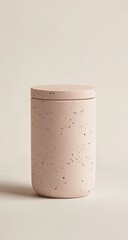 Pink speckled storage jar with lid