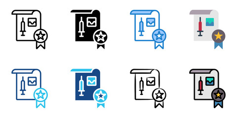 Food and drug law icon set multiple style collection 
