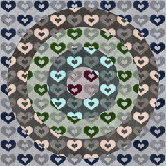 Geometric pattern texture with grunge stone hearts. Stylish floor wall tile heart