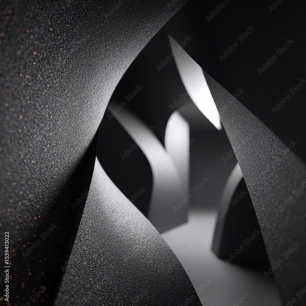 Poster abstract black white 3d render modern architecture geometric design textured backgrou