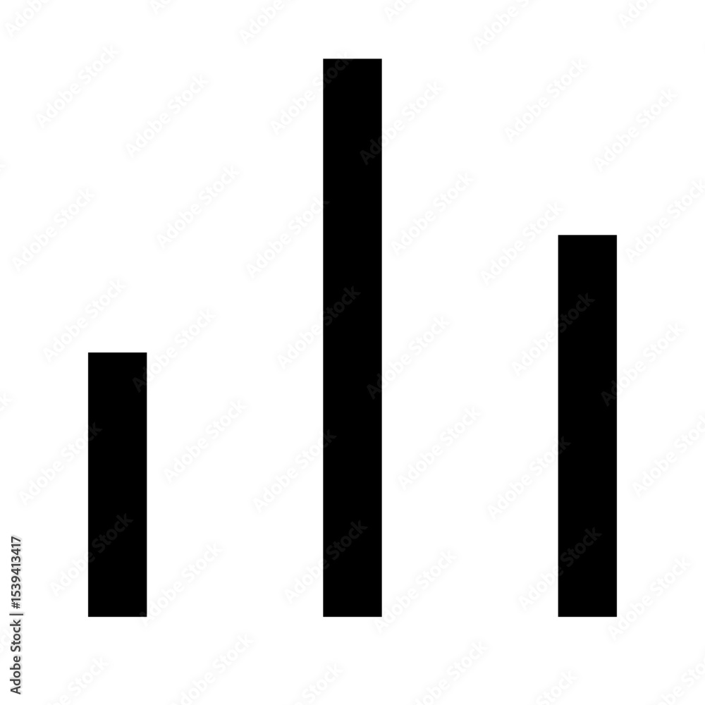 Aufkleber a simple bar graph showing three bars of varying heights against a plain white background in black c