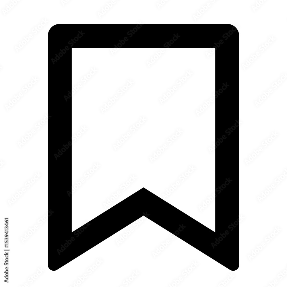 Aufkleber illustration of a simple black bookmark icon with a rectangular shape and a triangular bottom cut ou