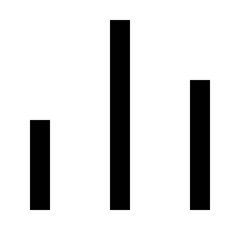 A simple bar graph showing three bars of varying heights against a plain white background in black color