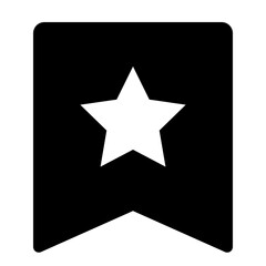 Fototapeta premium Black bookmark with a white star centered on it, the bookmark has a v shaped cut at the bottom edge