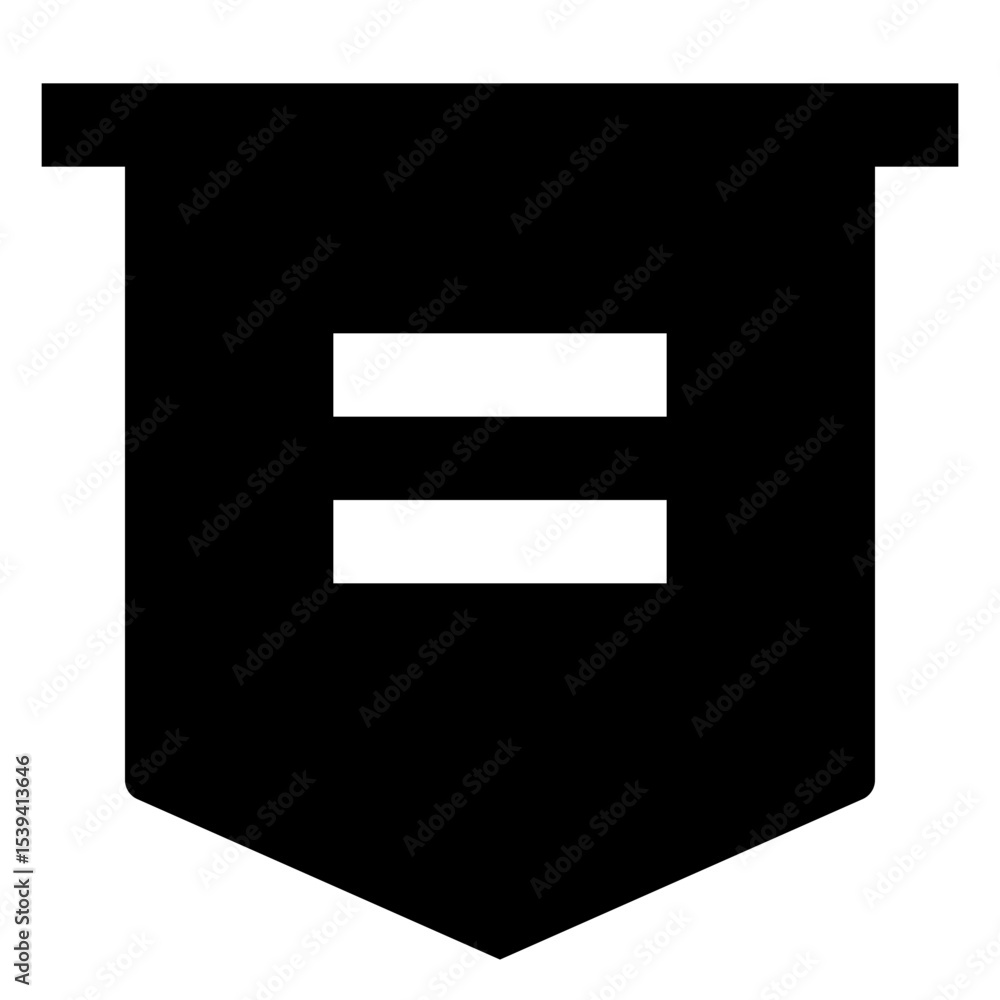 Poster black banner with a geometric shape resembling two horizontal lines in the center of the banner shap