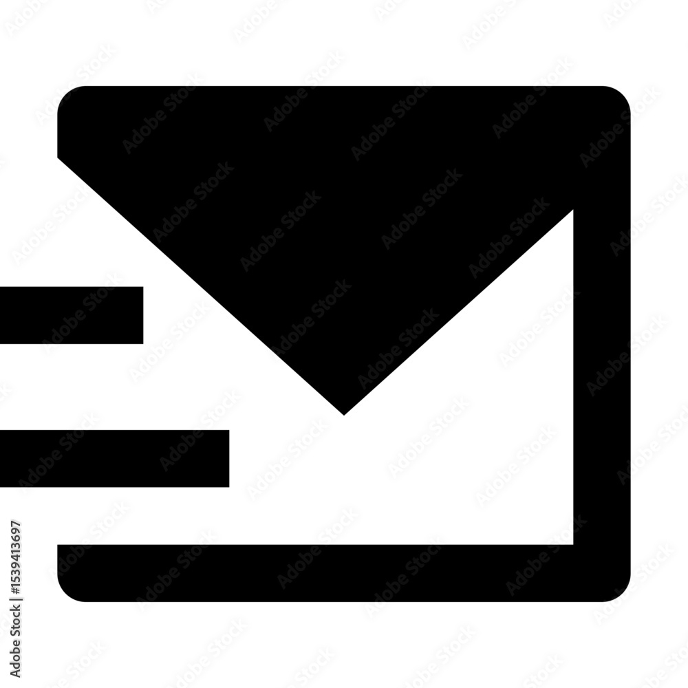 Poster black and white graphic of an email envelope with motion lines indicating a message being sent quick